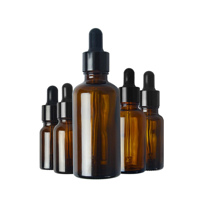 Cosmetic Packaging Clear Amber Blue Glass Dropper Bottle For Essential Oil