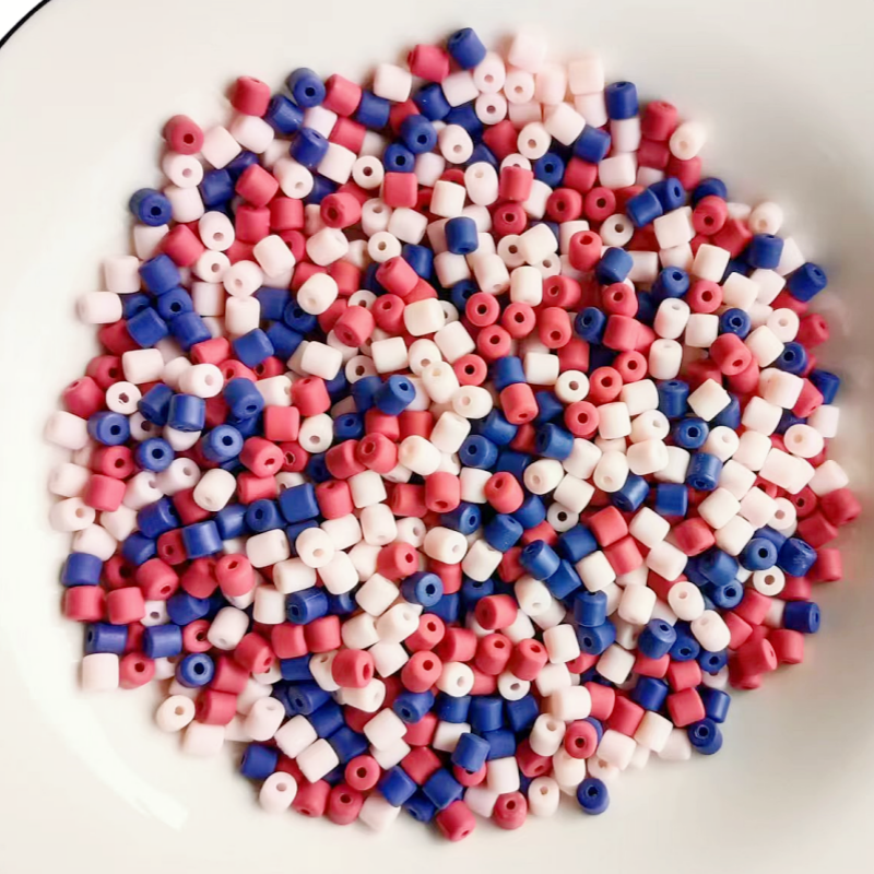 Wholesale of 6mm White Red and Blue Mixed Color Circular Polymer Clay Beads DIY Handmade Soft Ceramic Jewelry