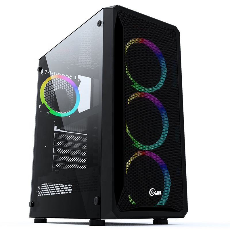 Хит продаж, корпус для игрового компьютера, стеклянный сетчатый RGB-вентилятор ATX Mid Tower, корпус для игрового компьютера