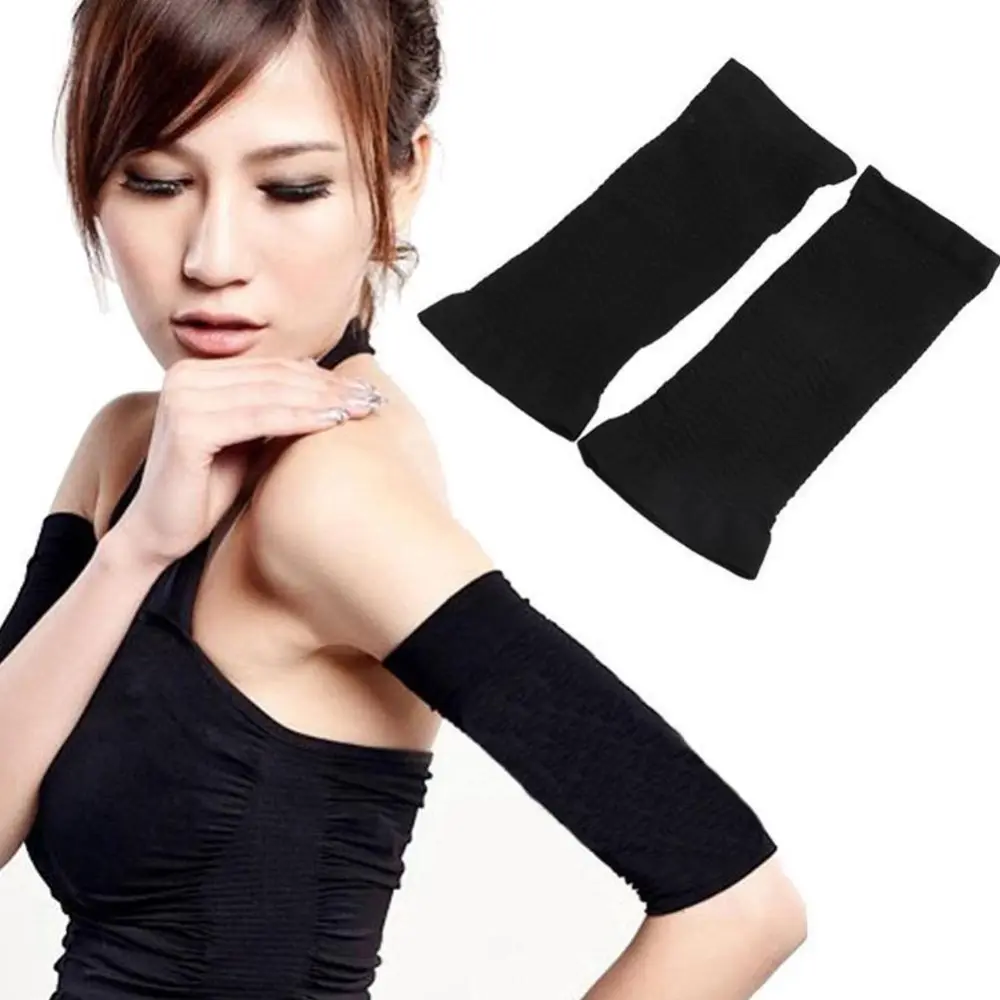 2 Pcs Slimming Weight Arm Shaper Support Wrap Calories Off Massage Lose Fat Buster Shapewear Black