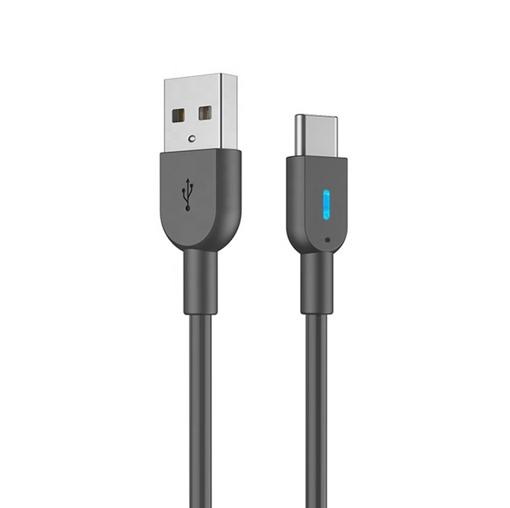 Бесплатный образец светодиодного usb-кабеля для передачи данных типа c TPE usb c harging кабеля для мобильного телефона