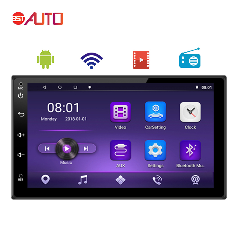7 inch capacitive screen car video dvd player WIFI GPS Navigation BT FM universal car radio android