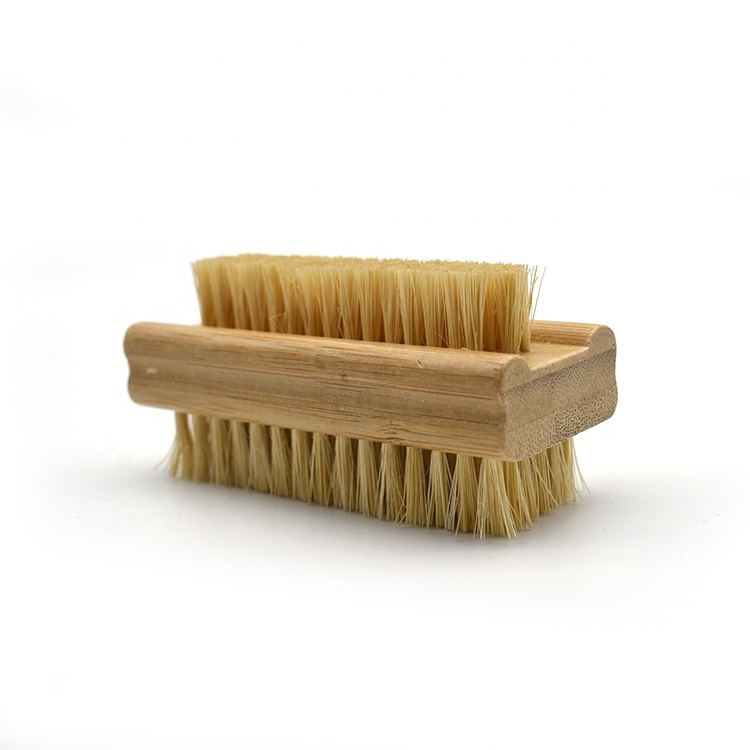 Wholesale Custom Logo Double Side Cleaning Brush Washing Hand Bamboo Wood Boar Brislte Nail Brush