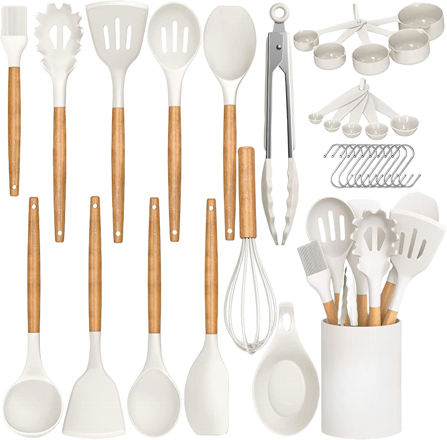 33pcs Non-Stick Chef Kitchen Cooking Utensils Set Silicone Cooking Kitchen Utensils Spatula Set with holder