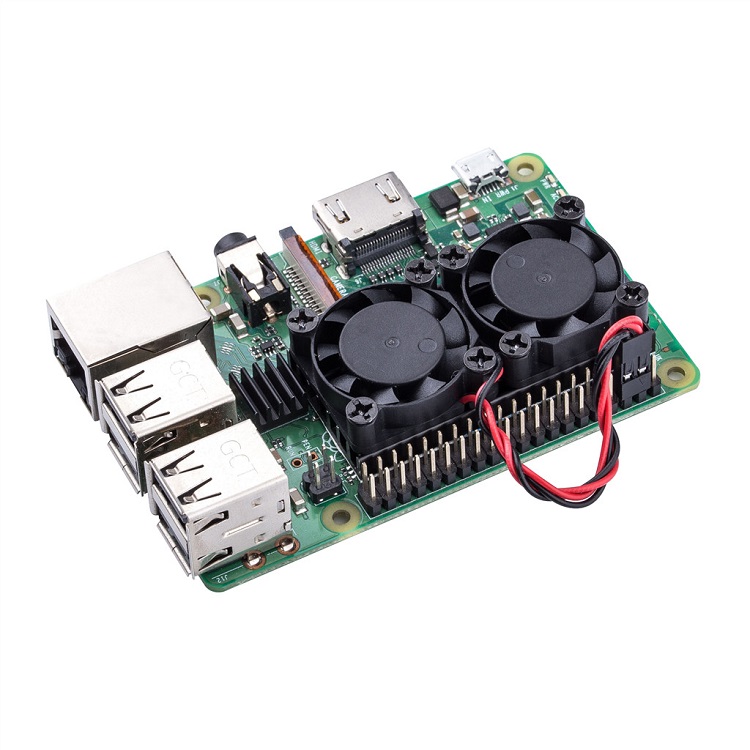 Радиатор с двумя вентиляторами для Raspberry Pi 3 Model B Plus