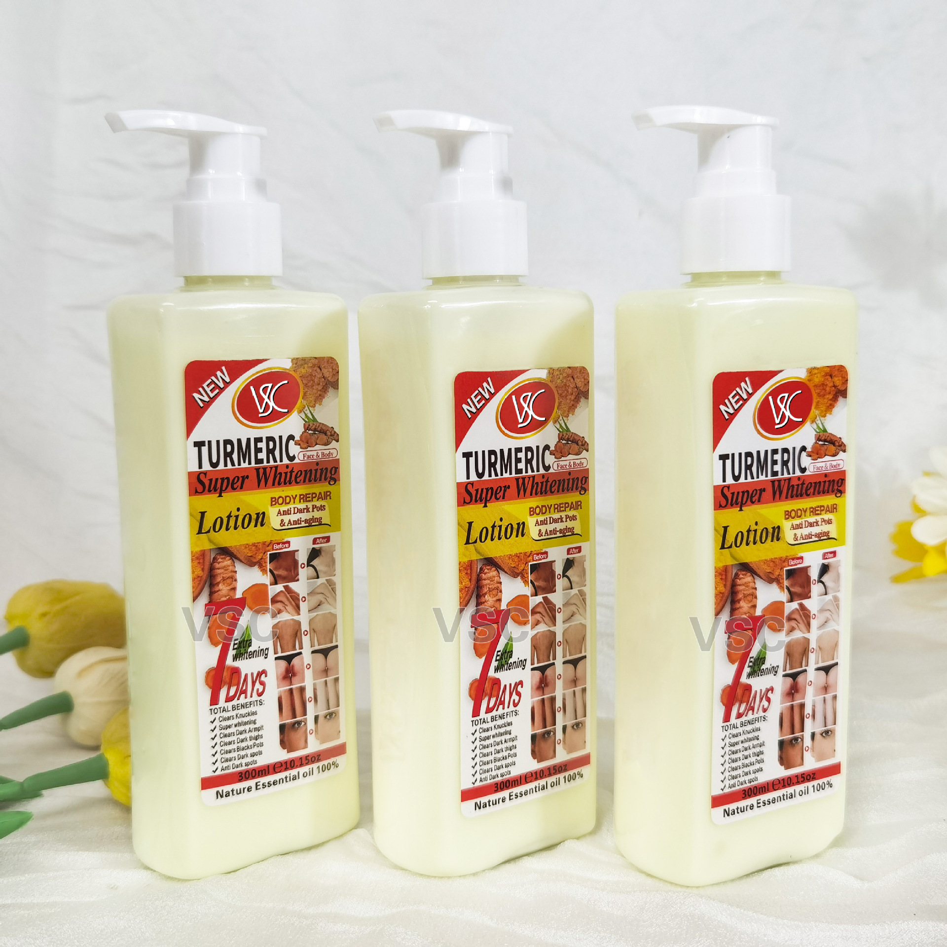 Hot Sale Turmeric Lotion Skin Care Whitening Cream Brightening Smoothing Moisturizer Nourishing Vitamin C Body Lotion