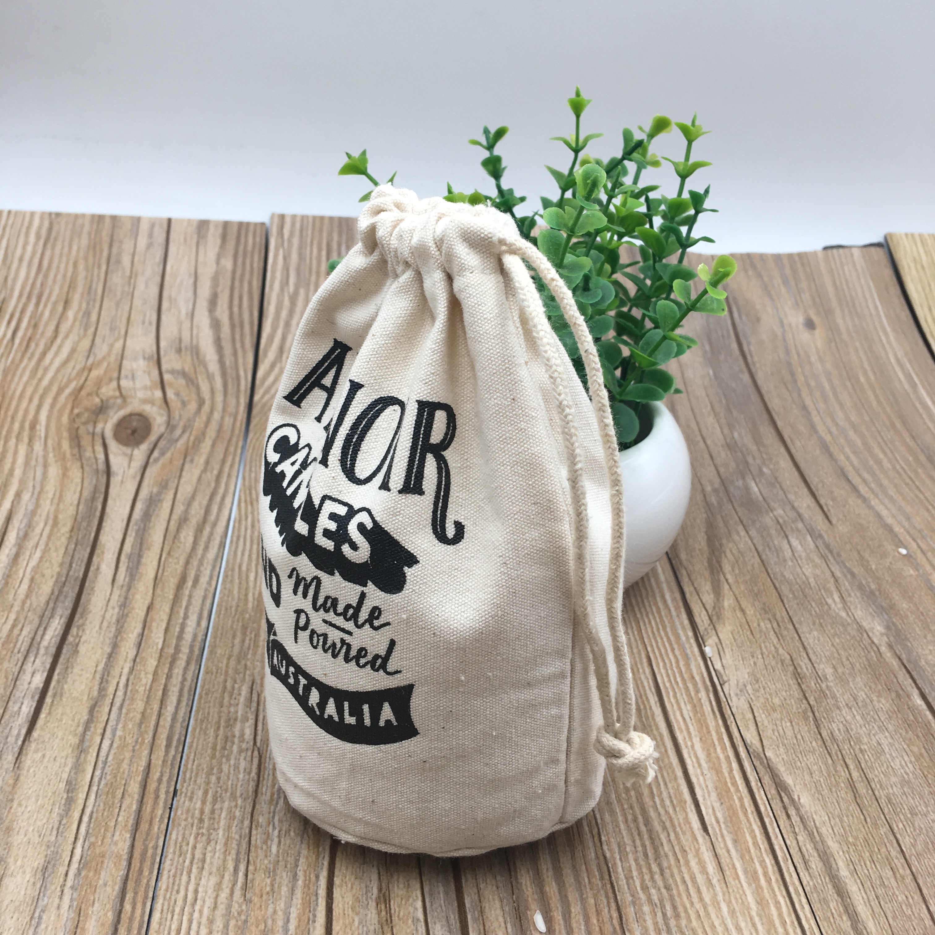 Белый круглый нижний льняной Drawstring Чехол для Jar