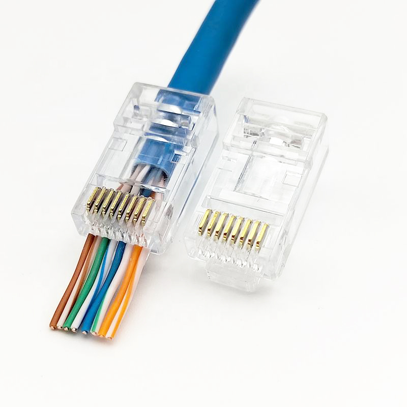 Кабель 1,3 мм 1,5 мм штекер Cat5e Rg45 металлический 8 Pin цена Ethernet rj 45 разъем проходит через rj45 разъем cat6 utp