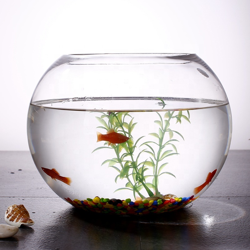 Small Fish Tank Round Mini Cylinder Office Small Household Mini Desktop Transparent Living Room Thickened Glass Goldfish Tank