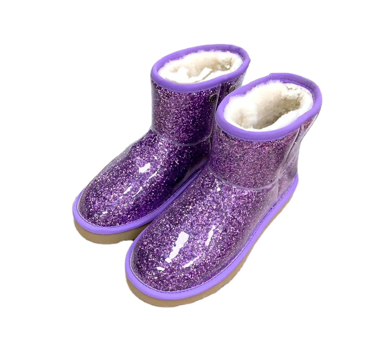 Wholesale Fashion Women Winter Warm Snow Fur Ladies Bling Bling Ankle Boots Anti slip fabric boots