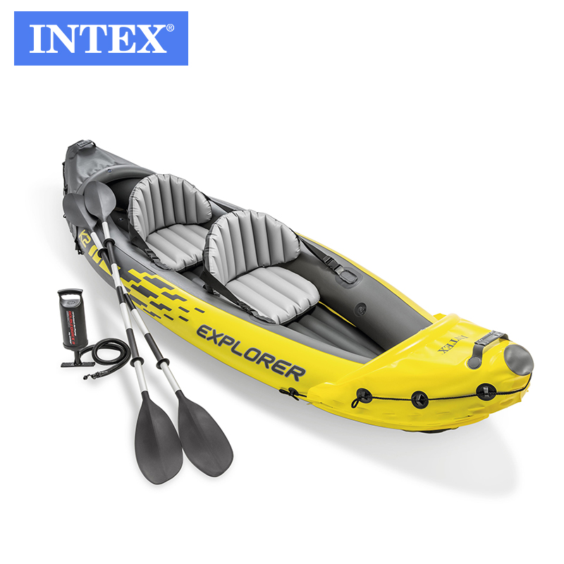 INTEX 68307 K2 каяк Надувная гребная лодка комплект Спорт на открытом воздухе профессиональные гребная лодка принести весло для hands free Спорт