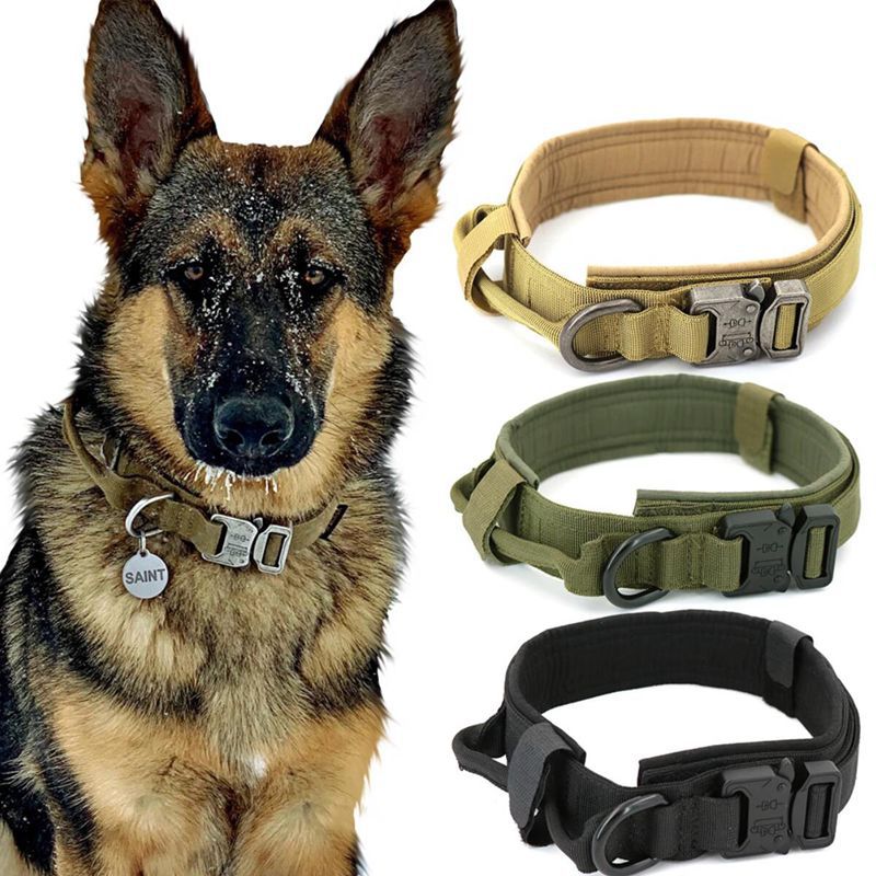 Heavy duty Amazon Hot-selling Large and Medium-sized Nylon Tactical Dog Training Collar Leash