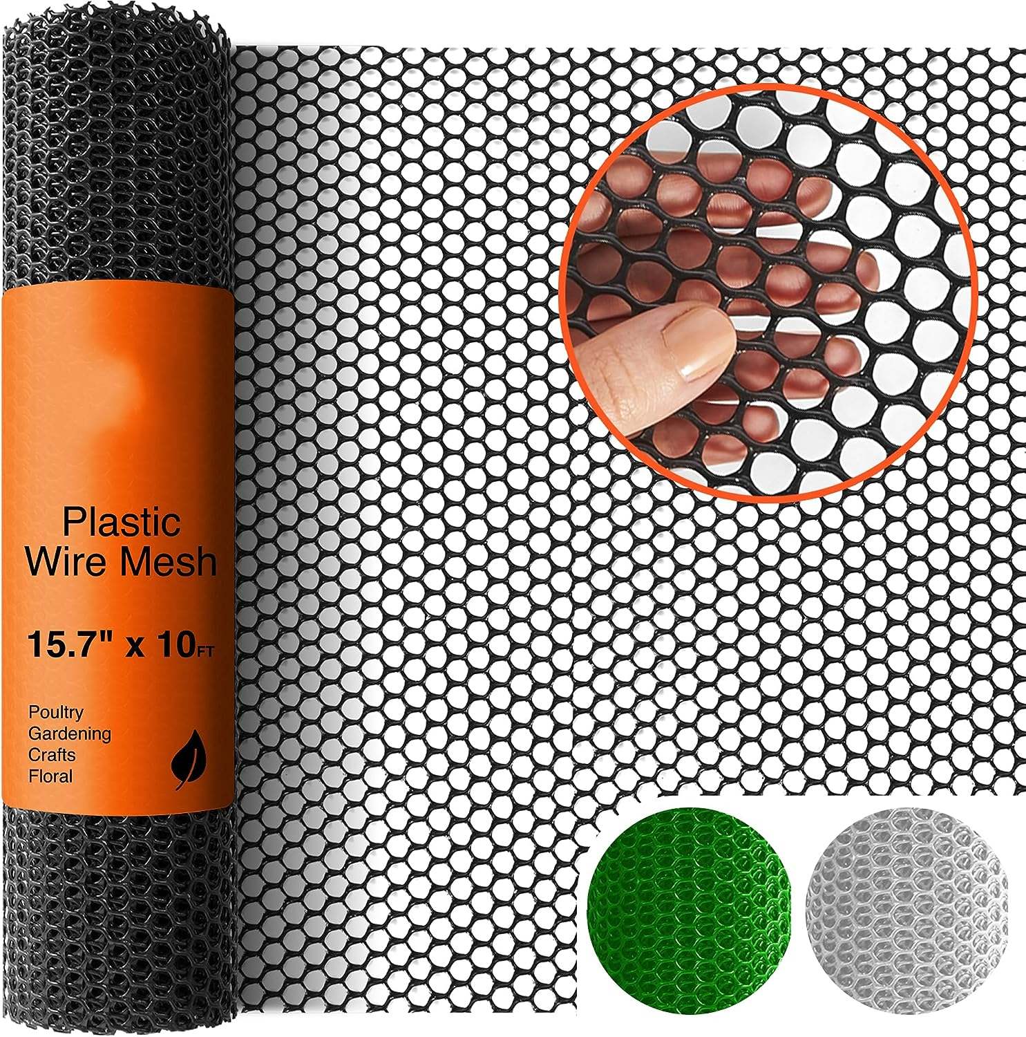 Black Plastic Wire Mesh Fence 15.7IN x 10FT Roll, Versatile Plastic Fencing & Netting Solution