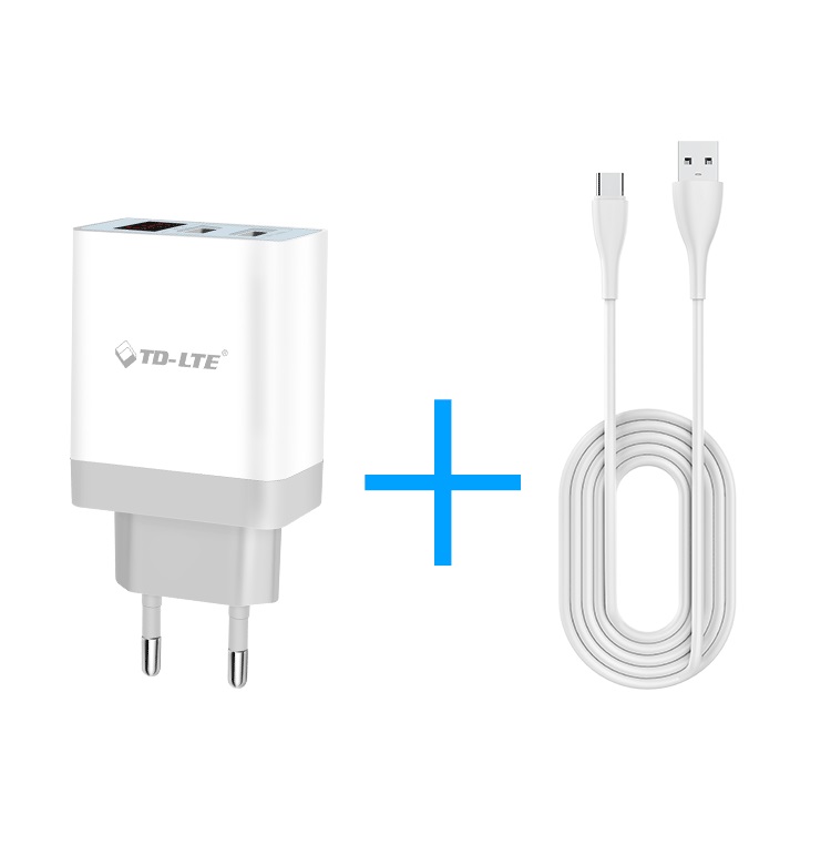2021 Hot selling 5V 3.1A dual LCD Digital Display Mobile Phone EU plug wall Charger with v8 USB cable