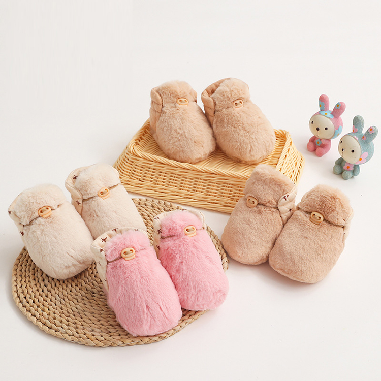 Wholesale Cute Comfort Soft Baby Girl Boots Imitated Rabbit Fur Newborn Fluffy Baby Shoes