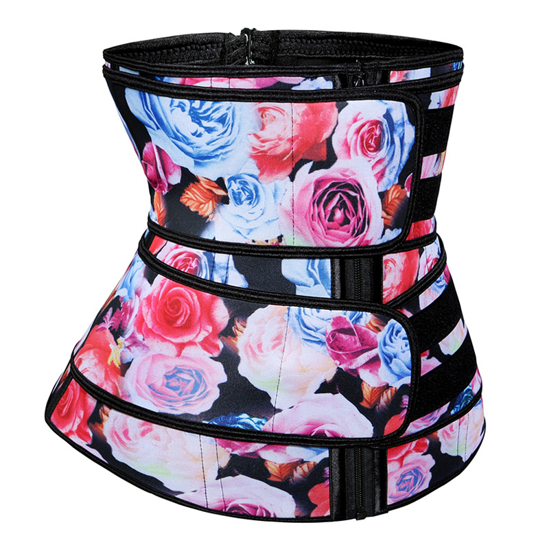 Custom logo private label women floral print sweat belt waist trainer double belt waist trimmer