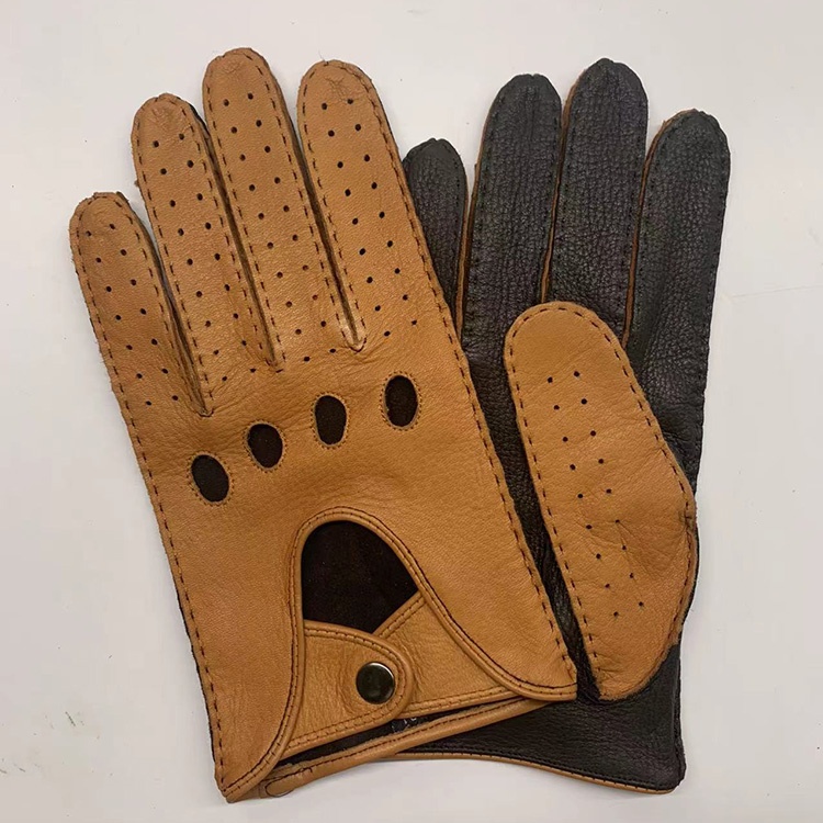 Goat Skin Leather Gloves for Men Half Finger Winter Motorbike / driving / motorcycle gloves leather