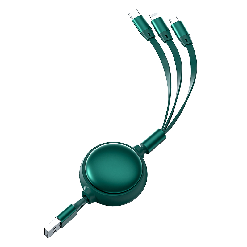 CYKE 2021 New 3 In 1 Micro Usb Cable 120cm Retractable Type-c Data Cables 3a Fast Charging Cable Custom Logo