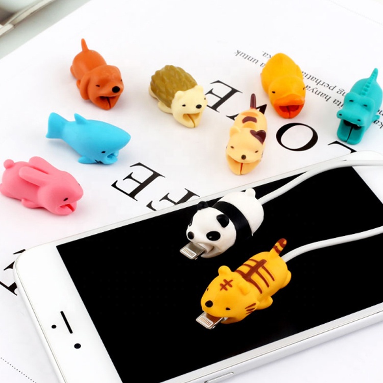 Симпатичные животные кабель укуса для iphone USB кабель для передачи данных протектор кабель заставка