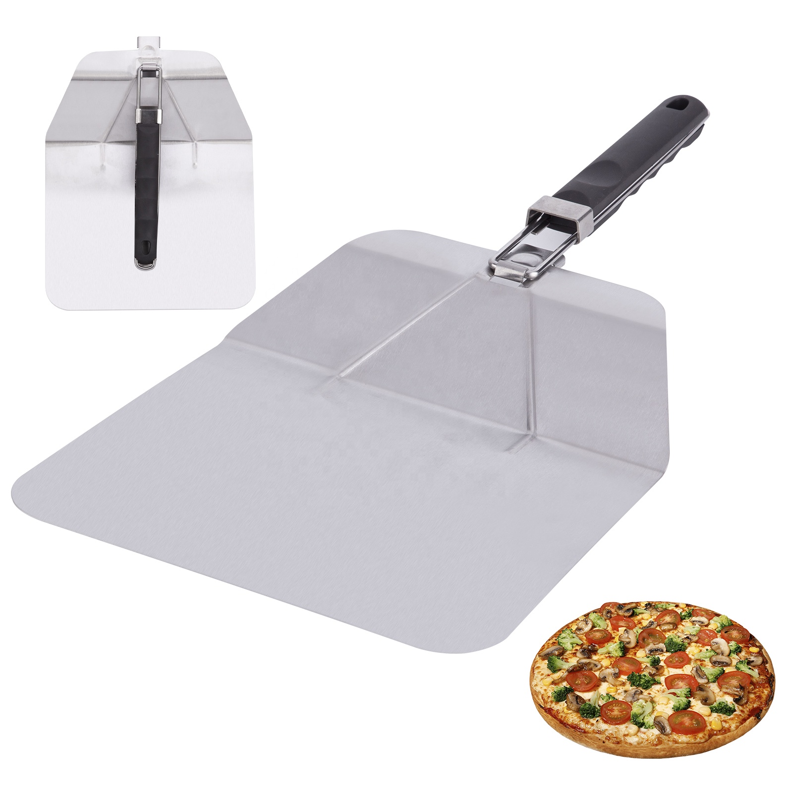 Pizza Turning Spatula, Pizza Peel Paddle with Foldable Large Handle, Heavy Duty Pizza Lifter