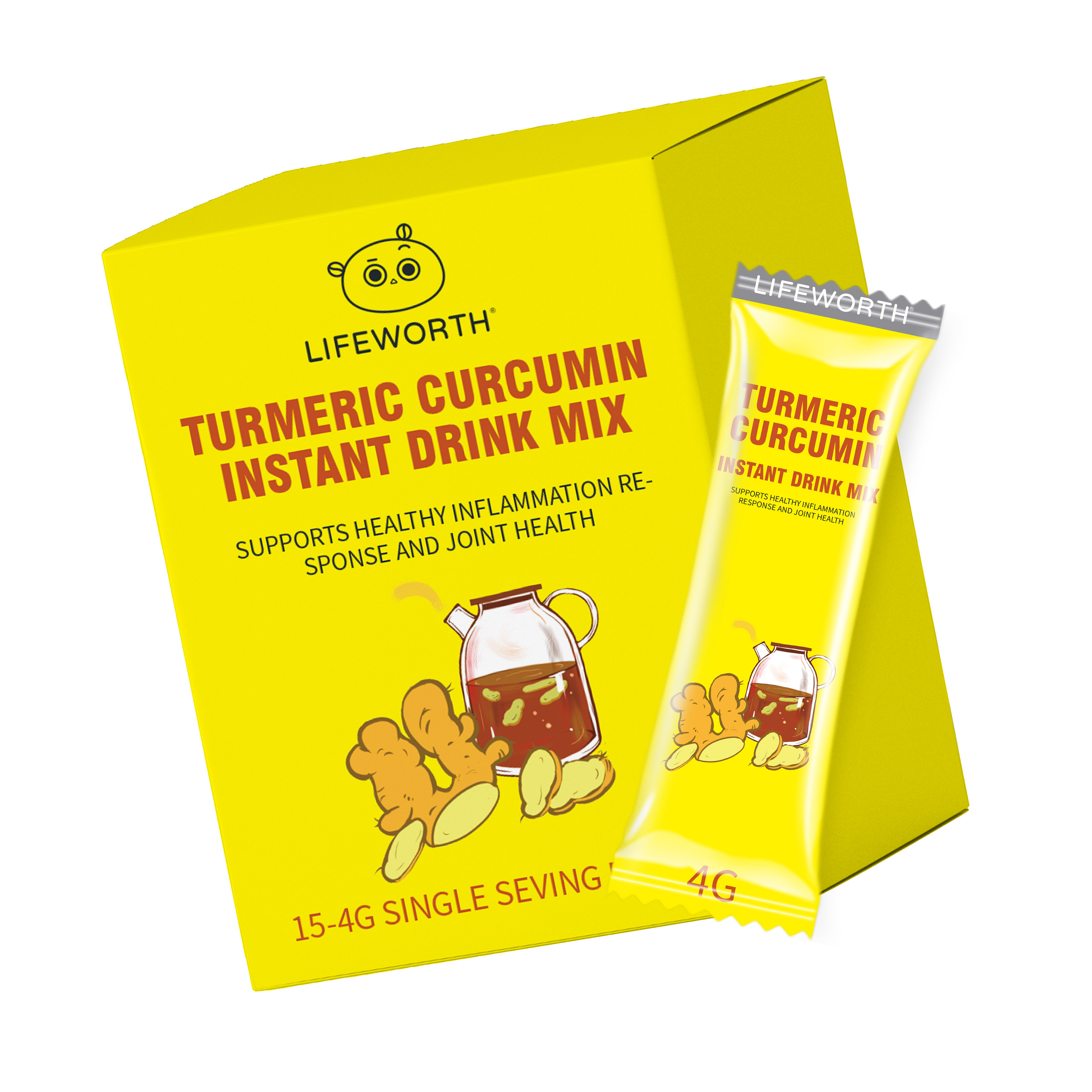 Lifeworth private label factory price turmeric instant drink mix powder