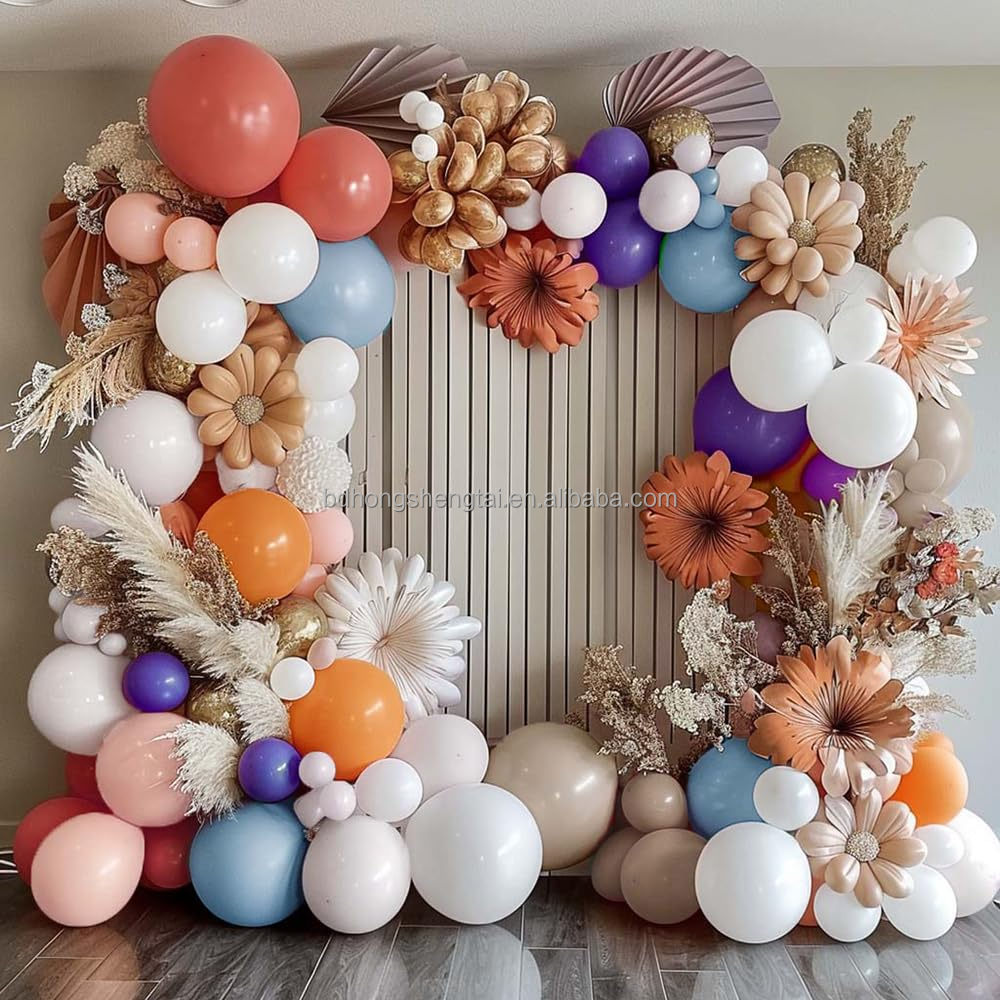 Pastel Balloon Garland Double Stuffed For Birthday Colorful Cartoon Daisy Autumn Balloon Arch Kit Party Decorations
