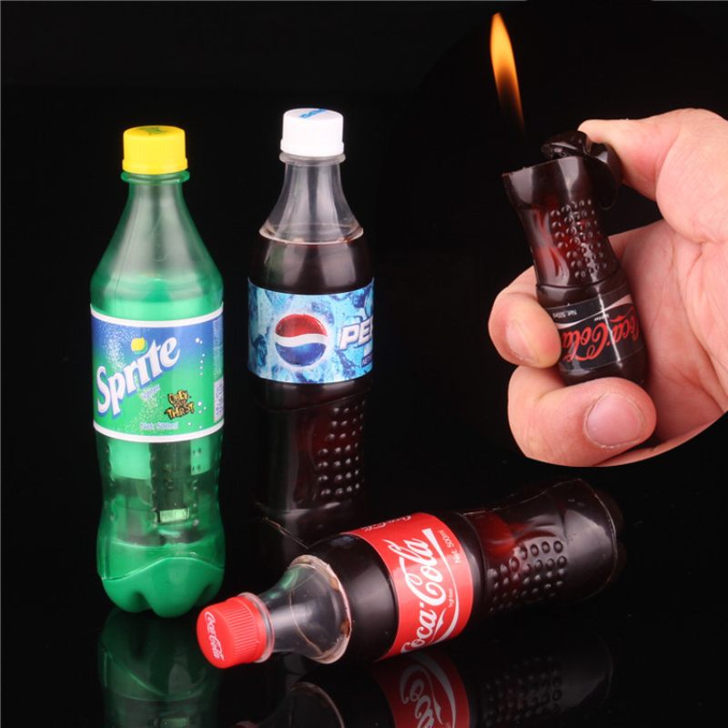 Новая миниатюрная креативная модель бутылки колы, зажигалка, Бутановая газовая надувная зажигалка, портативный Забавный аксессуар для курения