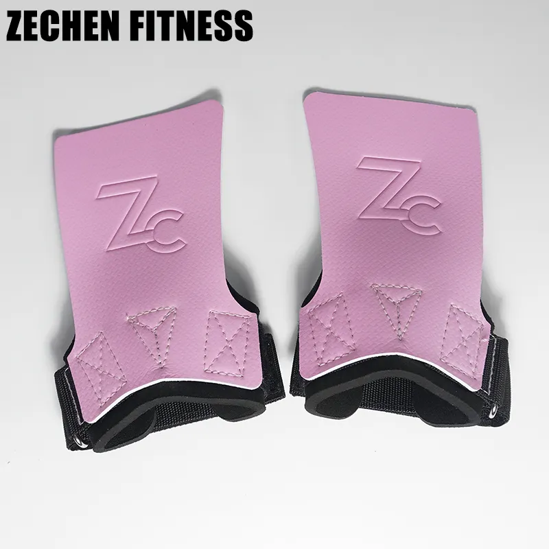 New Arrival Zechen 2022 Fingerless Pink Carbon Fiber Leather Hand Gymnastics Equipment Pull Up Crossfits Grip