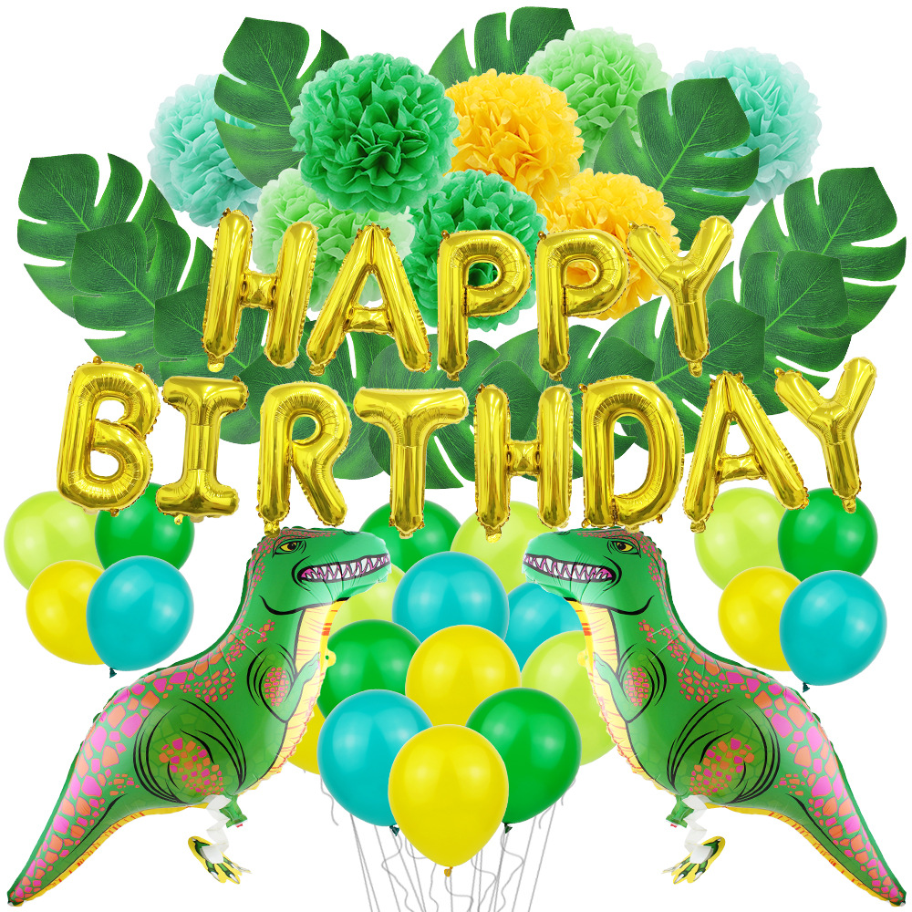 Hot Selling Dinosaur Jungle Theme Balloon Banner Boys Toddlers Garland Party Decorations Set