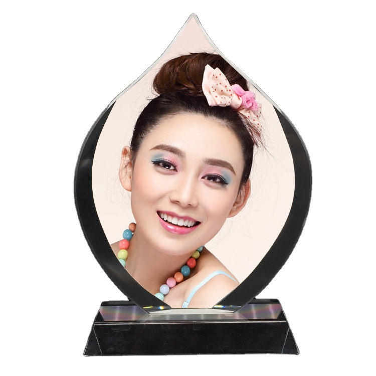 Sublimation Blanks Fashion Water Drop Shaped Crystal Photo for Heat Transfer Printing