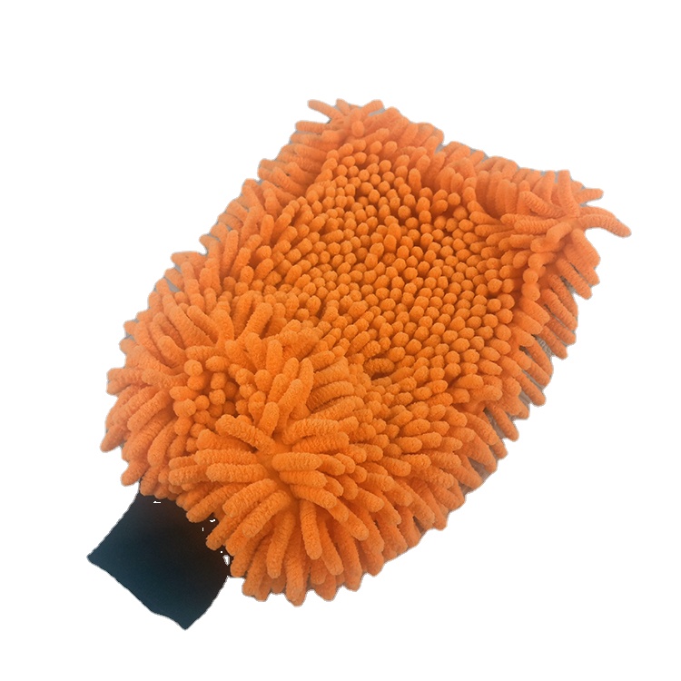 Single-sided chenille single-sided coral fleece car cleaning mittens