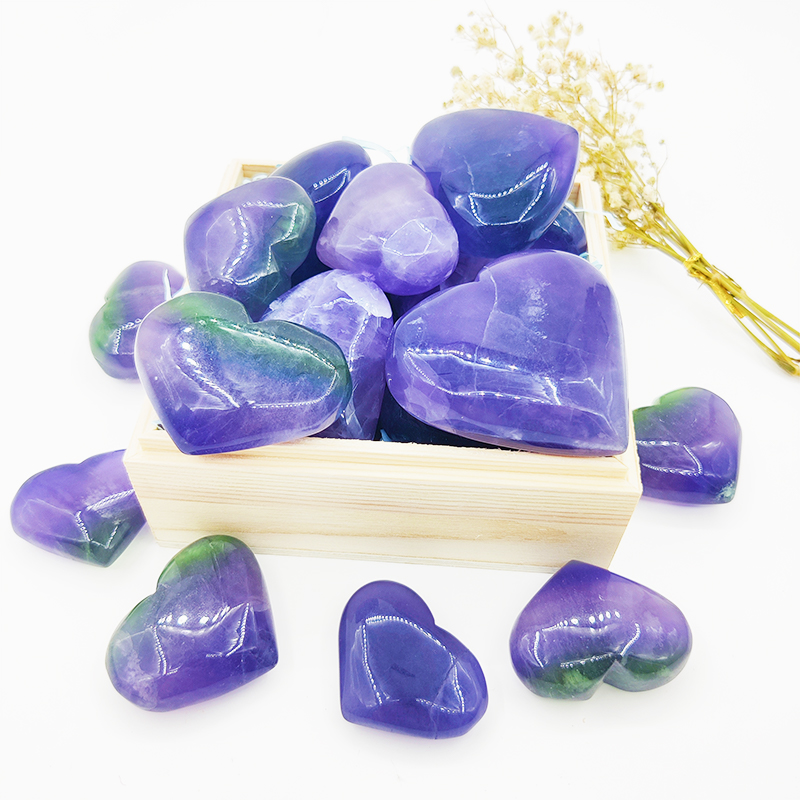 Wholesale natural Rainbow Fluorite quartz crystal heart