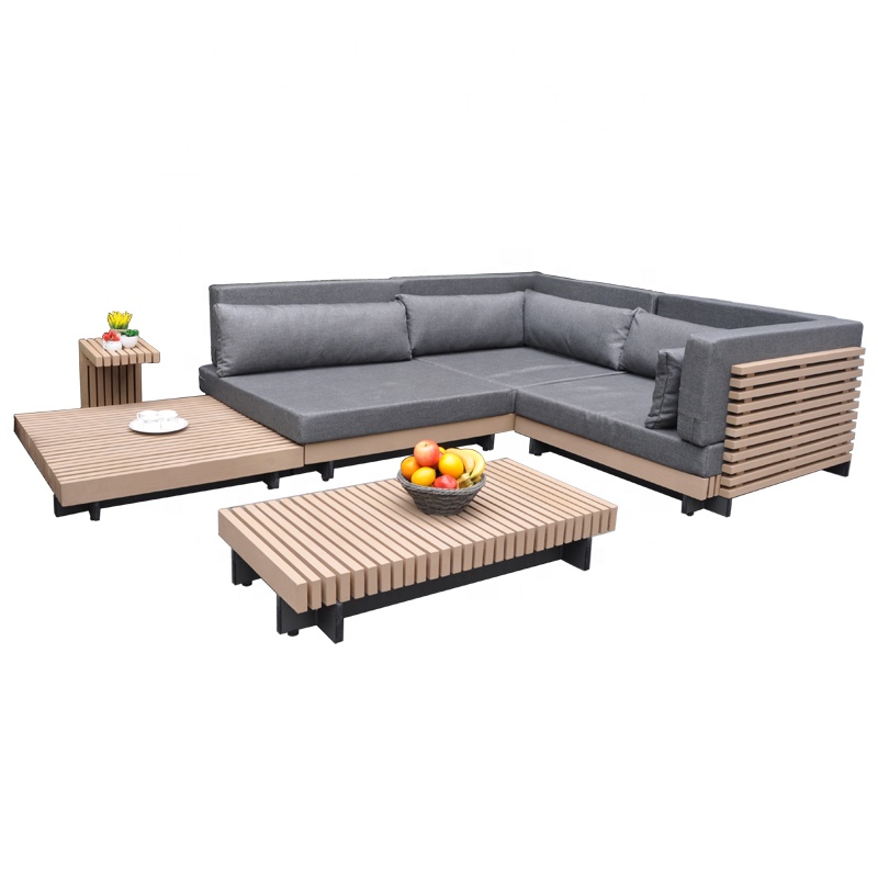 Modern Aluminum Outdoor Furniture Teak Garden Sofa Set