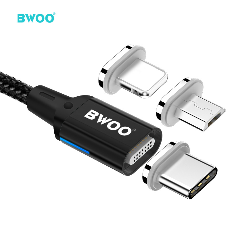 BWOO new products multi magnet phone usb charger cable nylon braided 5V/3a magnet usb charging cable 3 in 1