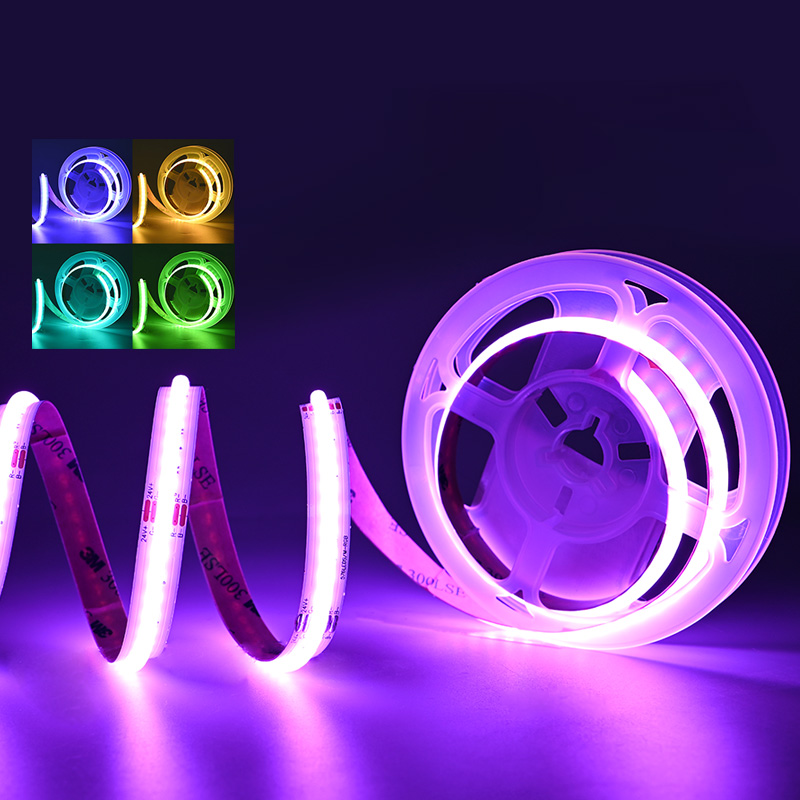 Светодиодная лента COXO rgb cob, Светодиодная лента ip20 ce rohs, 15 Вт, 10 мм, широкоугольный пульт дистанционного управления rgbw, 12 В, 24 В, Светодиодная лента cob rgb