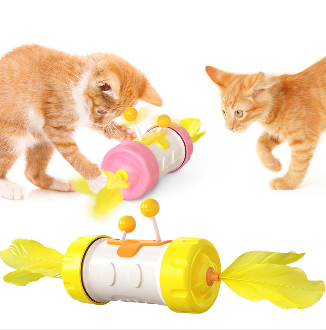 stock cat ball move up and down Interactive Toys Amazon pet cat toys safety and health interesting Funny Feather Cat Toys
