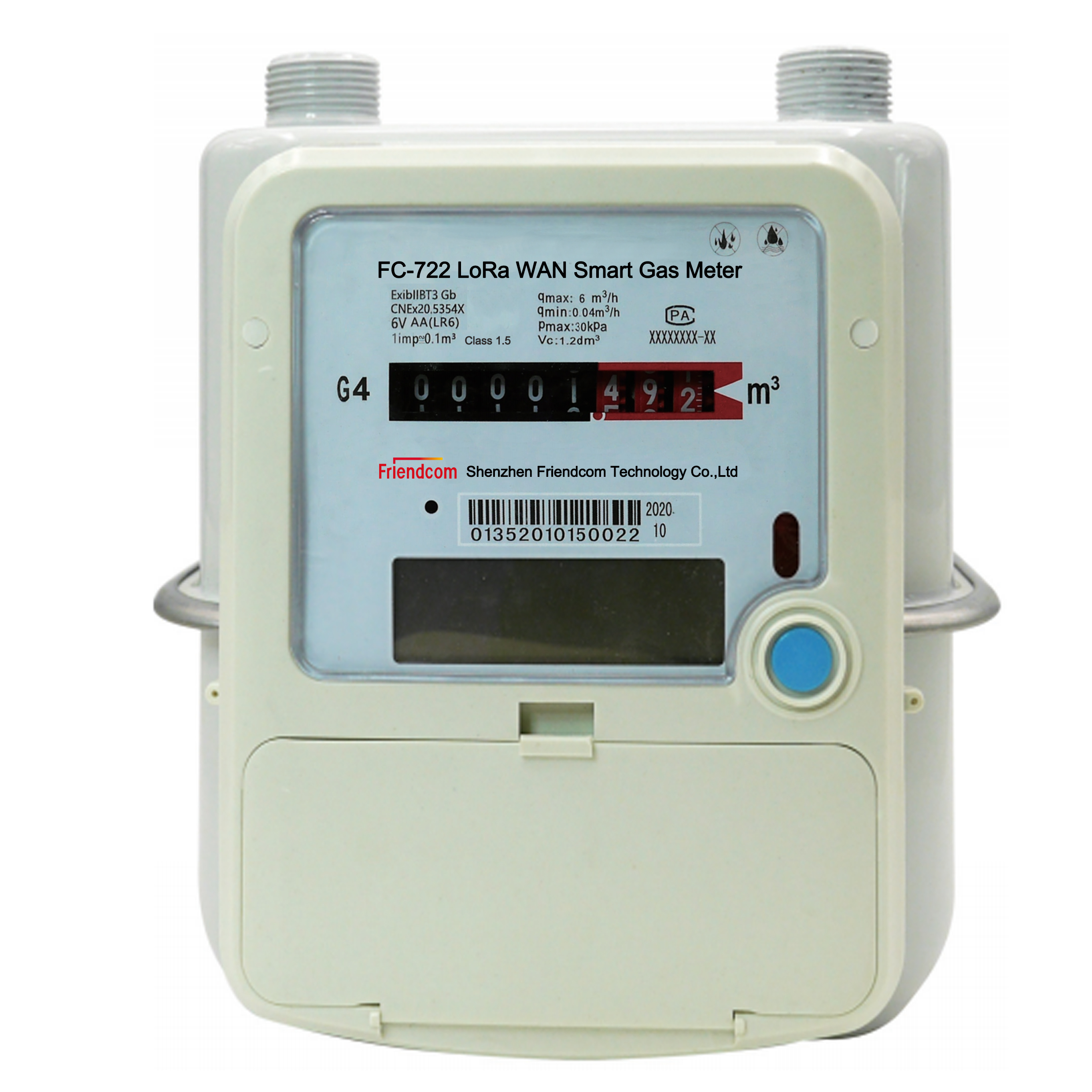 Газовый счетчик LoRaWAN с дистанционным управлением клапаном G1.6 G2.5 G4.0