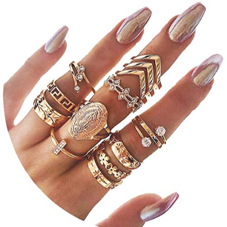 13PCS Knuckle Stacking Rings Boho Vintage Finger Ring Set for Women Teen Girls