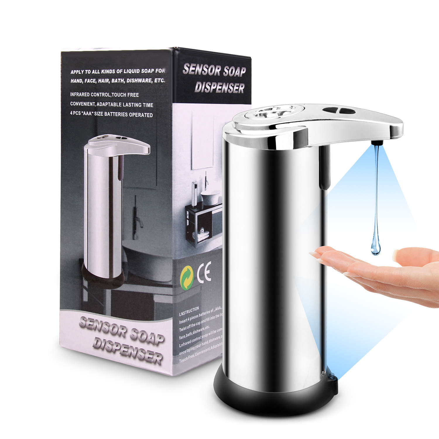 MSD01 2020 Amazon Бесконтактный дозатор мыла из нержавеющей стали с датчиком движения
