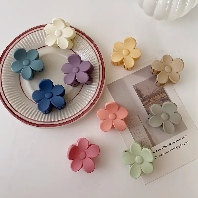 Kids Cute Small Flower Hair Claw Clip Bulk Matte Pastel 10 Colors Strong Hold Hair Claw Clips for Women Thin Hair