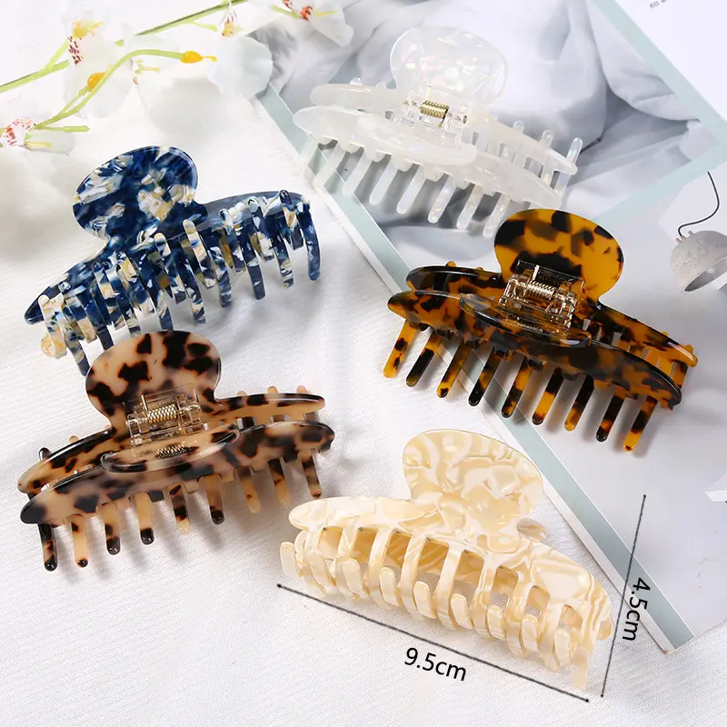 Hair Clip Claw Zenper High Quality Hair Claws For Women Girls Round Shaped Tortoise Shell Hair Jaw Clips Shark Clamp