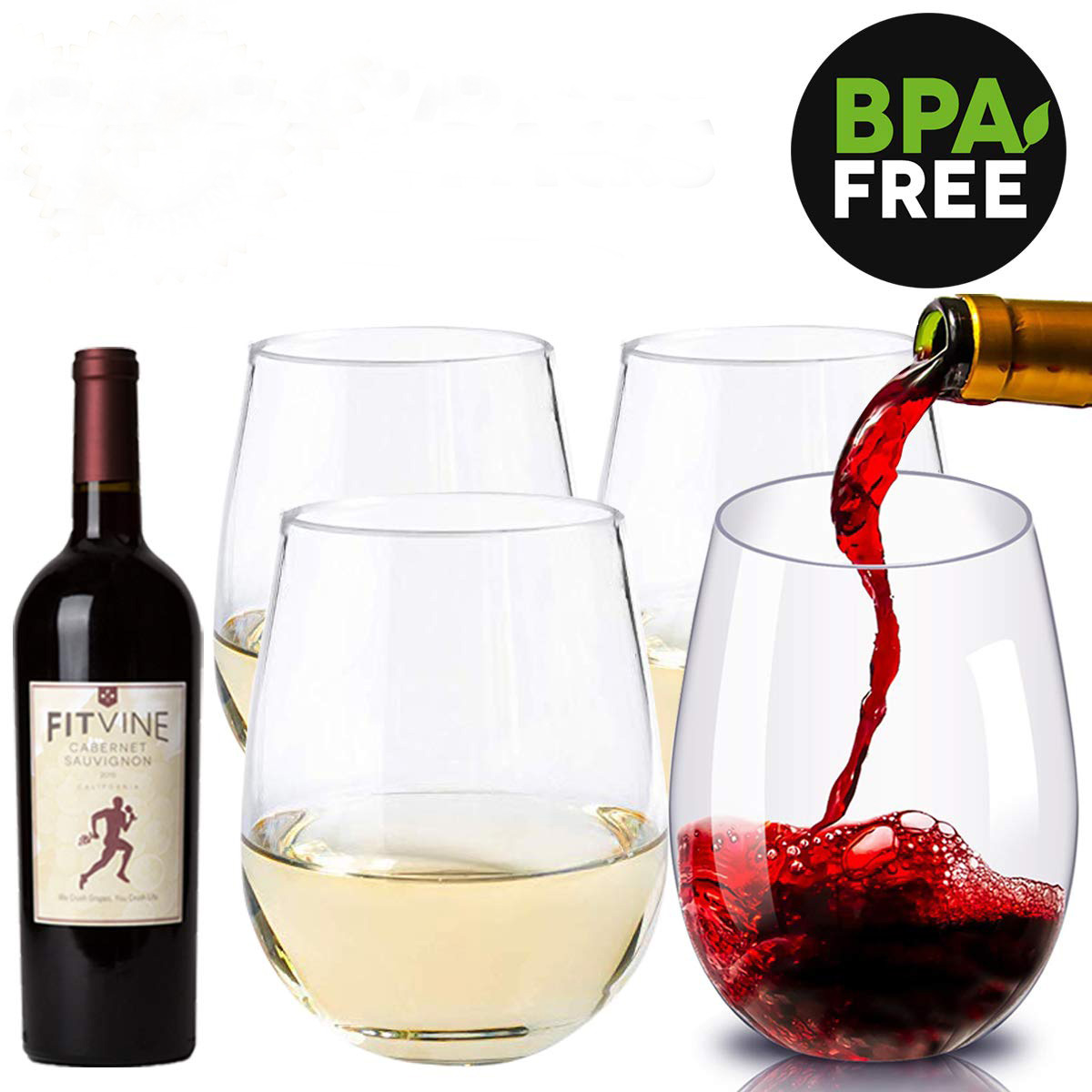 Прочный Tritan stemless пластиковый стакан вина оптом