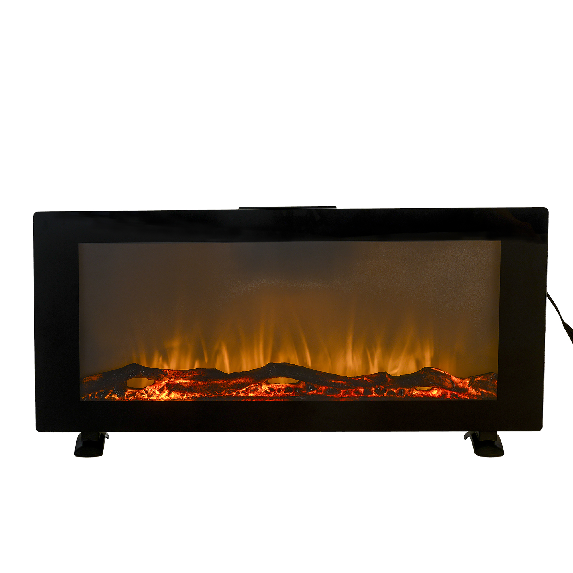 42 Inches Wall-Mounted Electronic Fireplace 10 Colors Backlight Black