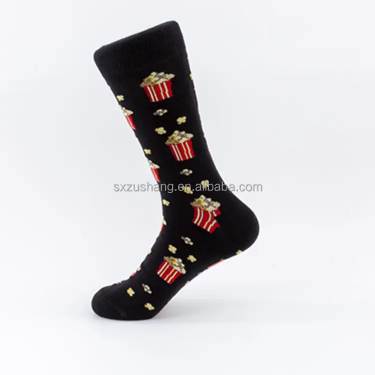 Custom Mens jacquard colorful funny cute novelty cotton food fashion crazy socks