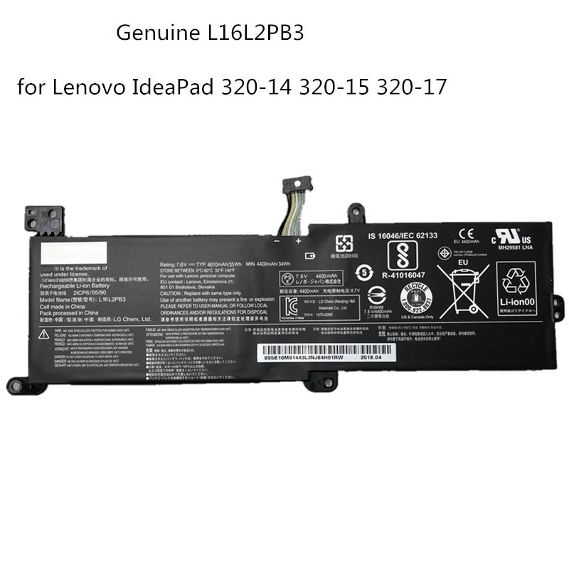 Оригинальный аккумулятор L16L2PB3 для ноутбука Lenovo Ideapad L17L2PF1 L16S2PB2 7,6 В 34Wh 520-15IKBR 320-15AST XiaoXin 5000 320-14ABR