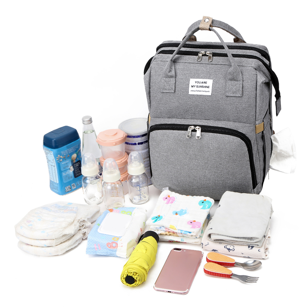 Amiqi Fashion Multifunction Large Capacity Waterproof Baby Diaper Bag Backpack With Bed Foldable Baby Bed