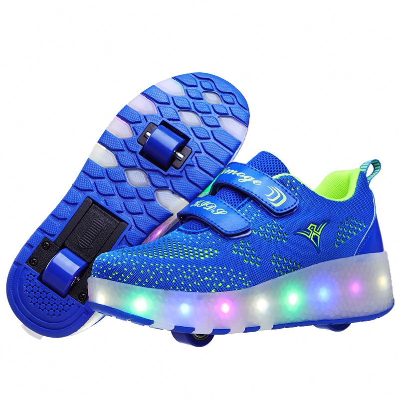 USB Rechargeable LED Light Up Roller Shoes YUNTI Wheel Skate Sneaker Shoes for Boys Girls Kids