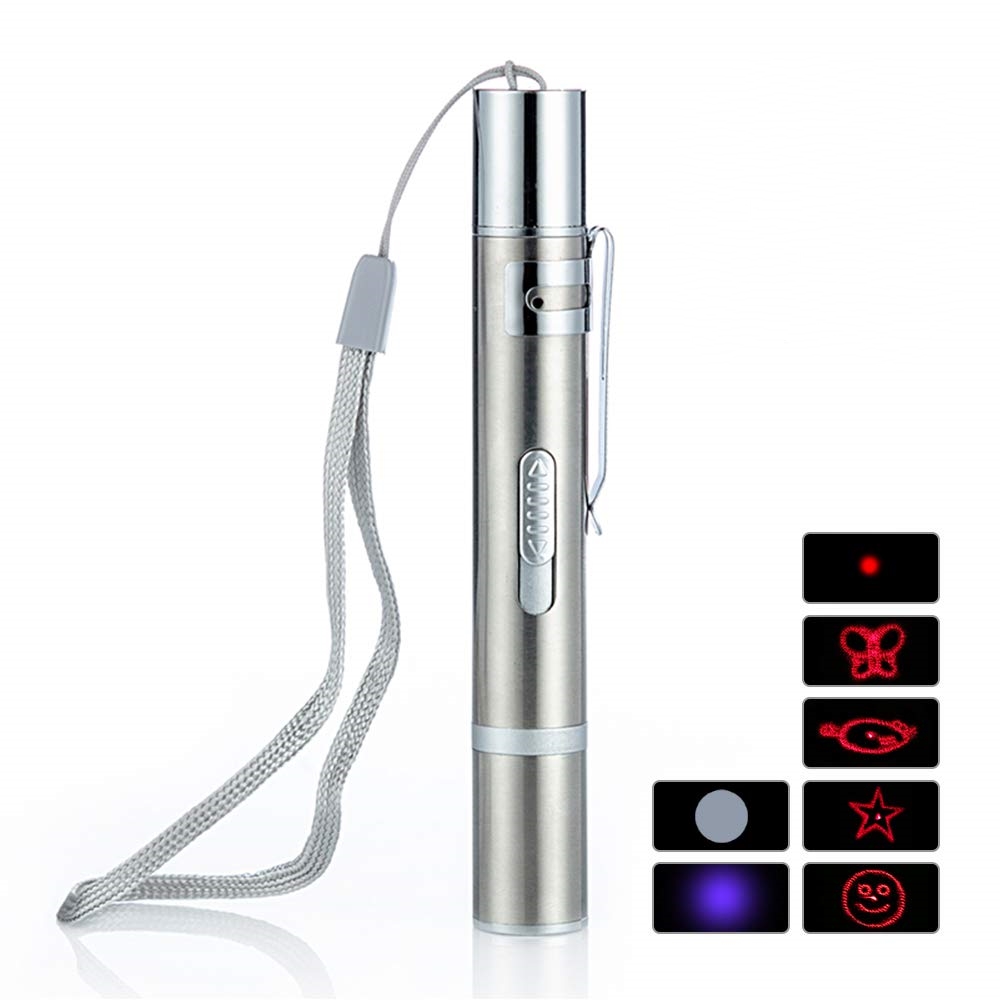 Multi 7 In 1 Usb Rechargeable Laser Pointer Interactive Pet Toy Cat Laser Toy With Uv Lamp And Flashlight