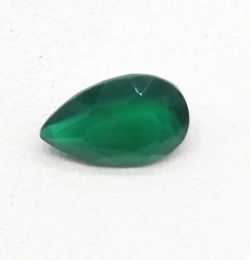 Baifu gems custom natural emerald green agate 5*8mm pear shape loose gemstone