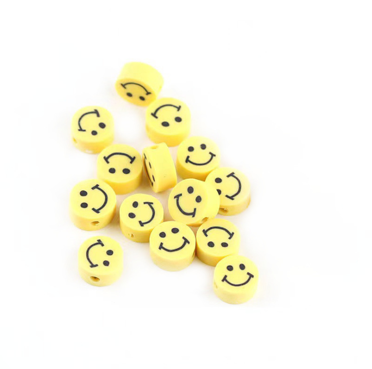 Colorful Clay Jewelry Supplies Rainbow Polymer Clay Smiley Face Flower Jewelry Spacer Beads for Kids Jewelry